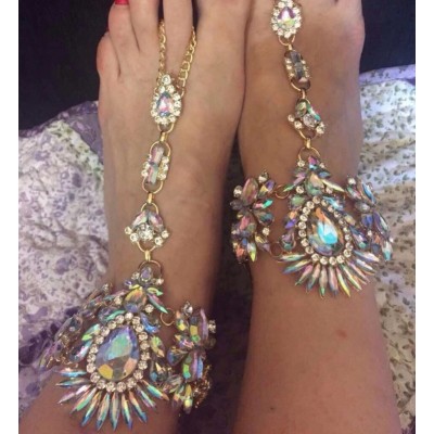 'Adne' Royal anklet / bracelet with large silver rhinestones
